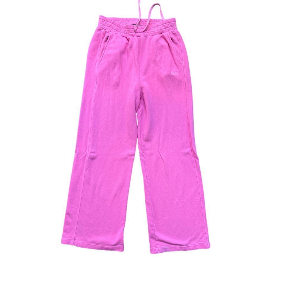 NUX Women's Pink Drawstring Waist Terry Bootcut Pants Size Medium - Picture 2 of 6